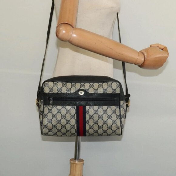 GUCCI GG Supreme Sherry Line Shoulder Bag PVC Navy Gold 98 02 005 Auth BA4122 - Picture 15 of 16